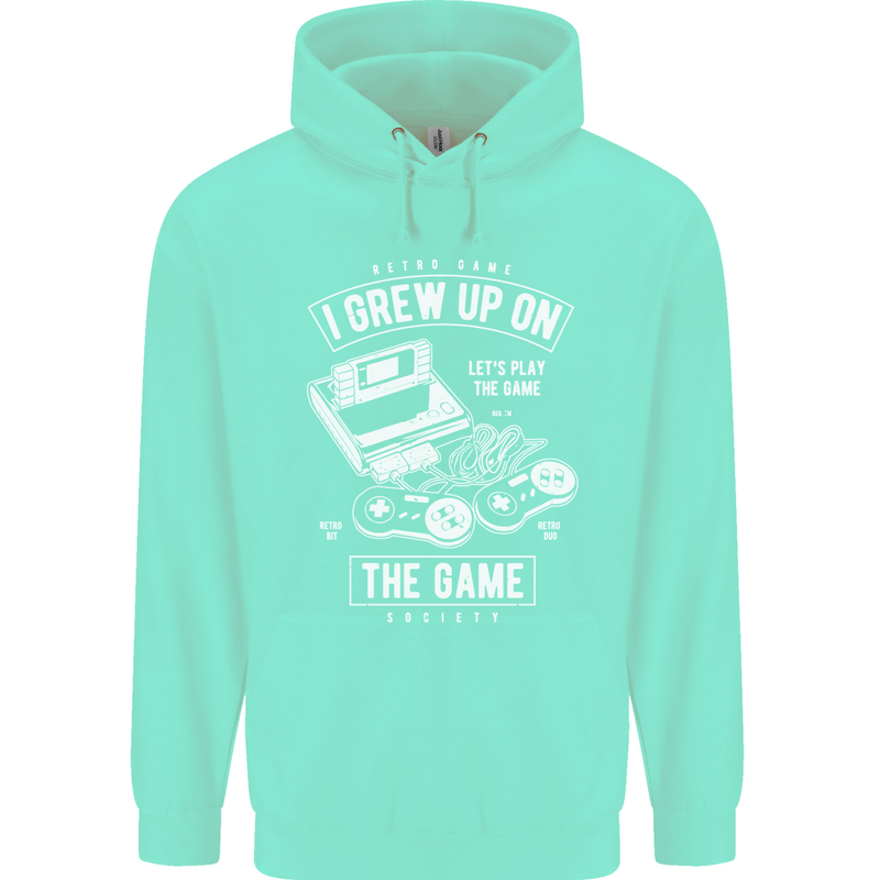 I Grew up on the Gamer Funny Gaming Mens 80% Cotton Hoodie Peppermint
