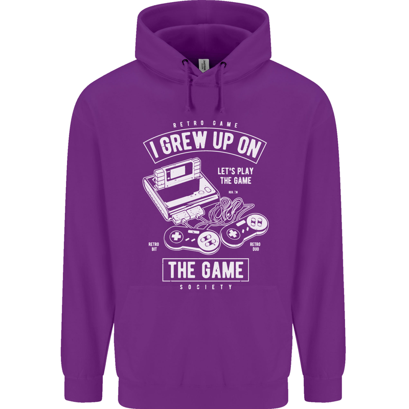 I Grew up on the Gamer Funny Gaming Mens 80% Cotton Hoodie Purple