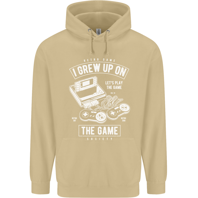 I Grew up on the Gamer Funny Gaming Mens 80% Cotton Hoodie Sand