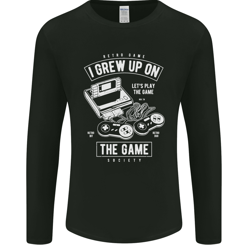 I Grew up on the Gamer Funny Gaming Mens Long Sleeve T-Shirt Black