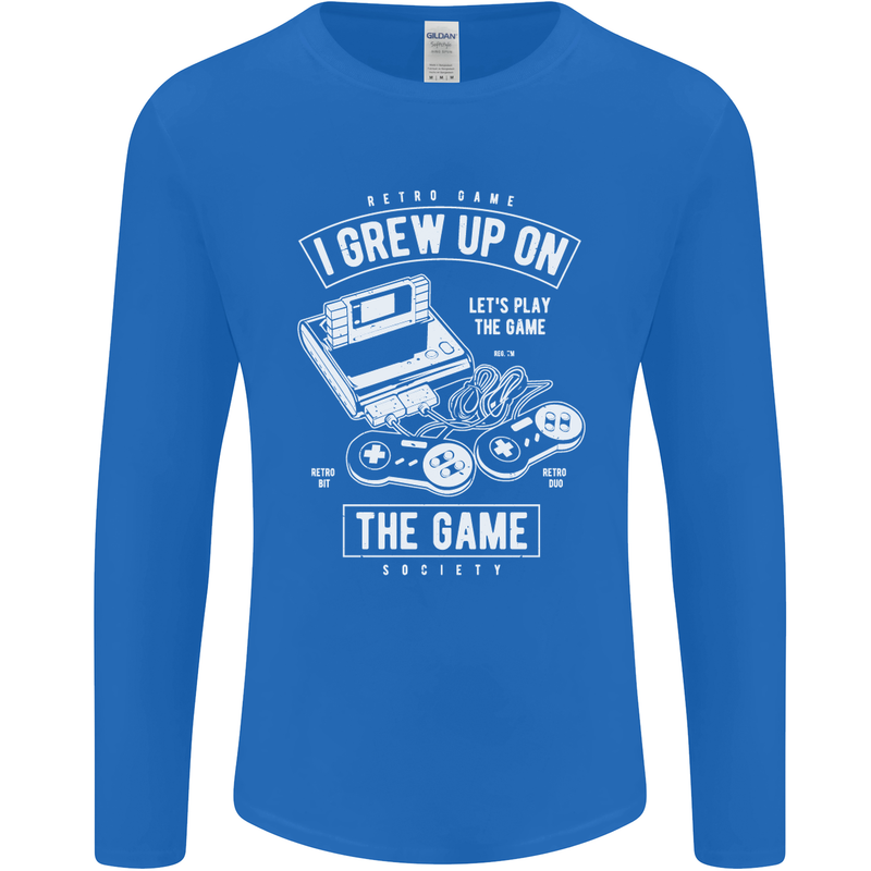 I Grew up on the Gamer Funny Gaming Mens Long Sleeve T-Shirt Royal Blue