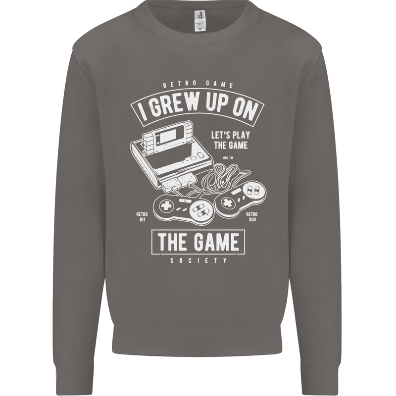 I Grew up on the Gamer Funny Gaming Mens Sweatshirt Jumper Charcoal