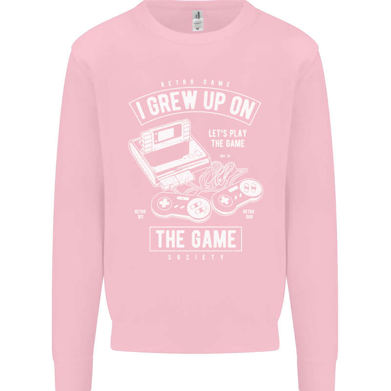 I Grew up on the Gamer Funny Gaming Mens Sweatshirt Jumper Light Pink