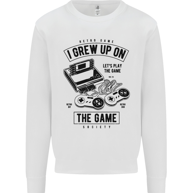 I Grew up on the Gamer Funny Gaming Mens Sweatshirt Jumper White