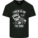 I Grew up on the Gamer Funny Gaming Mens V-Neck Cotton T-Shirt Black