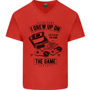 I Grew up on the Gamer Funny Gaming Mens V-Neck Cotton T-Shirt Red