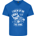 I Grew up on the Gamer Funny Gaming Mens V-Neck Cotton T-Shirt Royal Blue