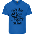 I Grew up on the Gamer Funny Gaming Mens V-Neck Cotton T-Shirt Royal Blue