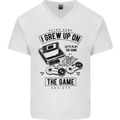 I Grew up on the Gamer Funny Gaming Mens V-Neck Cotton T-Shirt White
