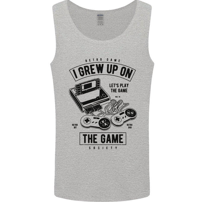 I Grew up on the Gamer Funny Gaming Mens Vest Tank Top Sports Grey