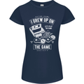 I Grew up on the Gamer Funny Gaming Womens Petite Cut T-Shirt Navy Blue