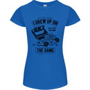 I Grew up on the Gamer Funny Gaming Womens Petite Cut T-Shirt Royal Blue