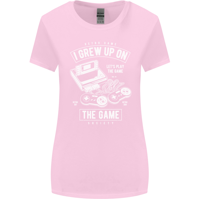 I Grew up on the Gamer Funny Gaming Womens Wider Cut T-Shirt Light Pink