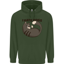 I Hate Dogs Funny Cat Lover Childrens Kids Hoodie Forest Green