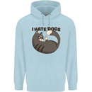 I Hate Dogs Funny Cat Lover Childrens Kids Hoodie Light Blue