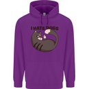 I Hate Dogs Funny Cat Lover Childrens Kids Hoodie Purple