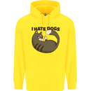 I Hate Dogs Funny Cat Lover Childrens Kids Hoodie Yellow