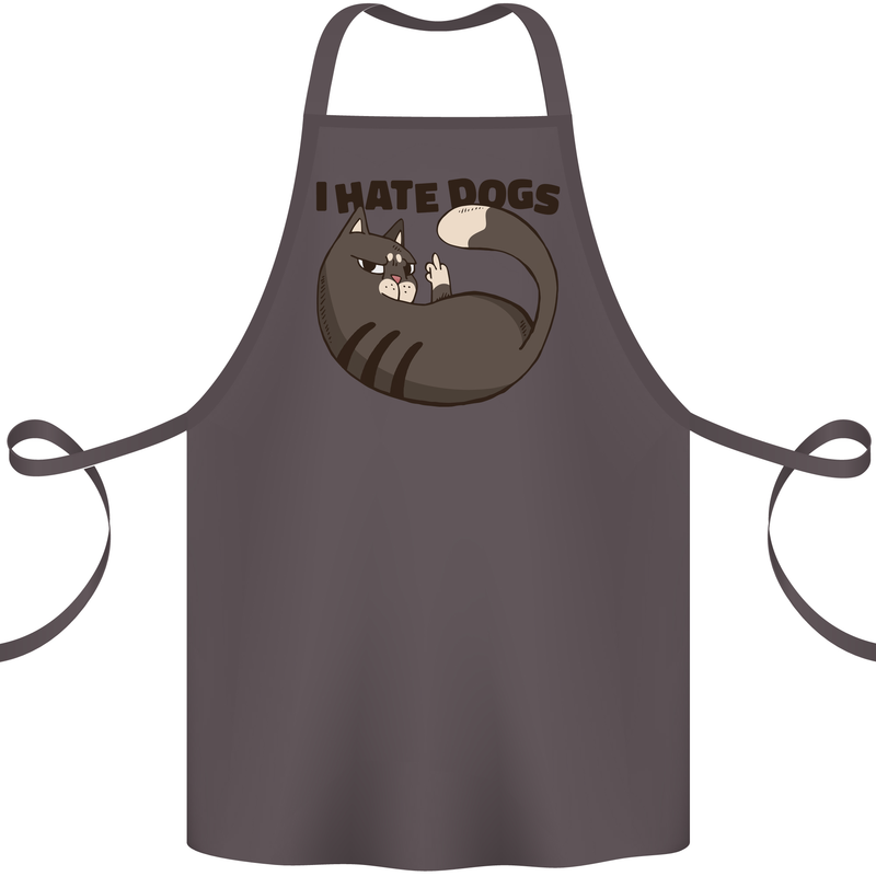 I Hate Dogs Funny Cat Lover Cotton Apron 100% Organic Dark Grey