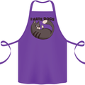 I Hate Dogs Funny Cat Lover Cotton Apron 100% Organic Purple