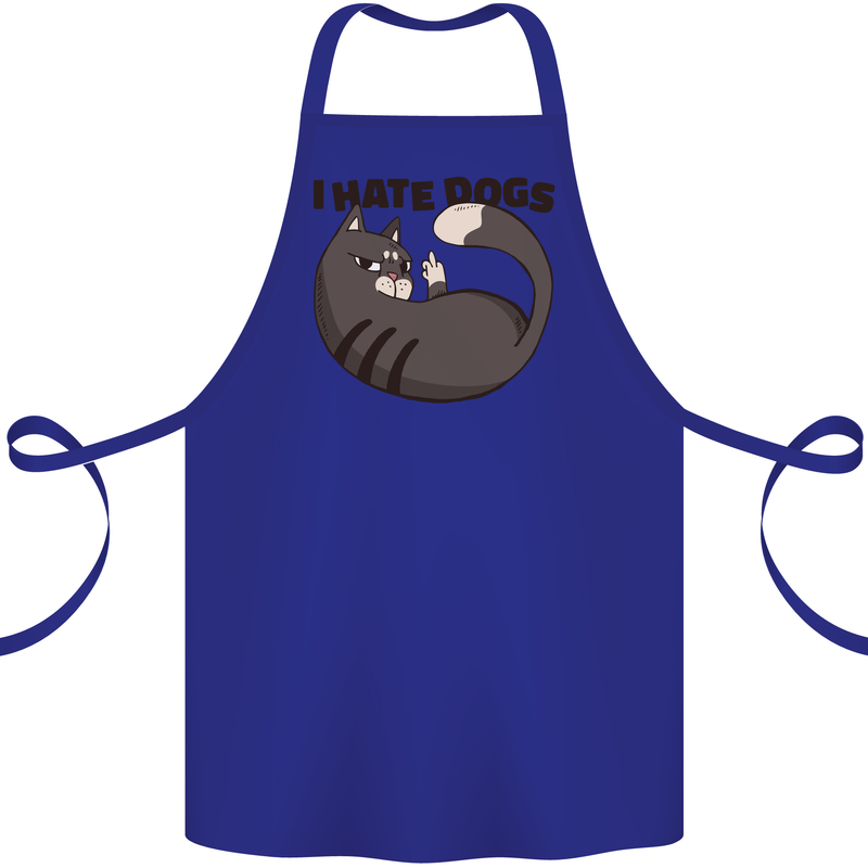 I Hate Dogs Funny Cat Lover Cotton Apron 100% Organic Royal Blue