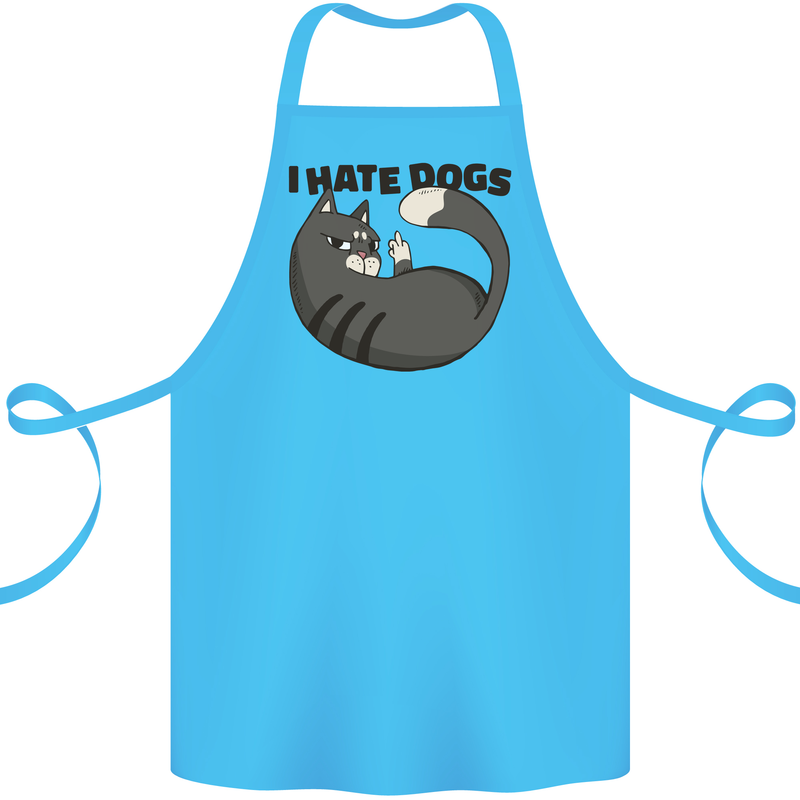 I Hate Dogs Funny Cat Lover Cotton Apron 100% Organic Turquoise