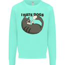 I Hate Dogs Funny Cat Lover Kids Sweatshirt Jumper Peppermint