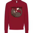 I Hate Dogs Funny Cat Lover Kids Sweatshirt Jumper Red