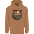 I Hate Dogs Funny Cat Lover Mens 80% Cotton Hoodie Caramel Latte