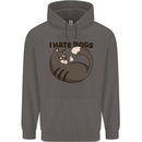 I Hate Dogs Funny Cat Lover Mens 80% Cotton Hoodie Charcoal