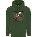 I Hate Dogs Funny Cat Lover Mens 80% Cotton Hoodie Forest Green