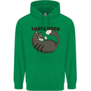 I Hate Dogs Funny Cat Lover Mens 80% Cotton Hoodie Irish Green