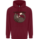 I Hate Dogs Funny Cat Lover Mens 80% Cotton Hoodie Maroon