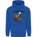 I Hate Dogs Funny Cat Lover Mens 80% Cotton Hoodie Royal Blue