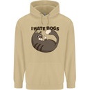 I Hate Dogs Funny Cat Lover Mens 80% Cotton Hoodie Sand