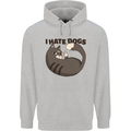 I Hate Dogs Funny Cat Lover Mens 80% Cotton Hoodie Sports Grey