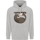 I Hate Dogs Funny Cat Lover Mens 80% Cotton Hoodie Sports Grey
