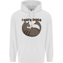 I Hate Dogs Funny Cat Lover Mens 80% Cotton Hoodie White