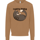 I Hate Dogs Funny Cat Lover Mens Sweatshirt Jumper Caramel Latte