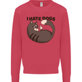 I Hate Dogs Funny Cat Lover Mens Sweatshirt Jumper Heliconia