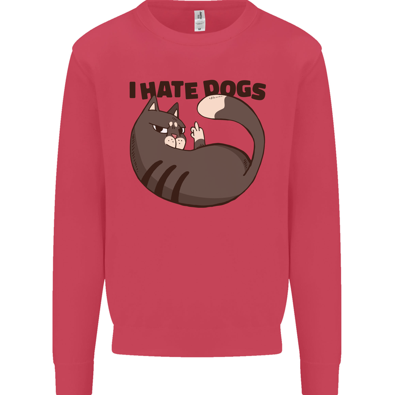 I Hate Dogs Funny Cat Lover Mens Sweatshirt Jumper Heliconia