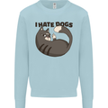 I Hate Dogs Funny Cat Lover Mens Sweatshirt Jumper Light Blue