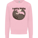 I Hate Dogs Funny Cat Lover Mens Sweatshirt Jumper Light Pink