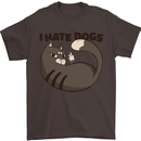 I Hate Dogs Funny Cat Lover Mens T-Shirt Cotton Gildan Dark Chocolate