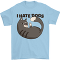 I Hate Dogs Funny Cat Lover Mens T-Shirt Cotton Gildan Light Blue