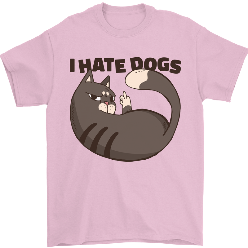 I Hate Dogs Funny Cat Lover Mens T-Shirt Cotton Gildan Light Pink