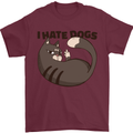 I Hate Dogs Funny Cat Lover Mens T-Shirt Cotton Gildan Maroon