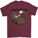 I Hate Dogs Funny Cat Lover Mens T-Shirt Cotton Gildan Maroon