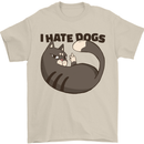 I Hate Dogs Funny Cat Lover Mens T-Shirt Cotton Gildan Sand