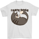 I Hate Dogs Funny Cat Lover Mens T-Shirt Cotton Gildan White