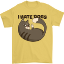 I Hate Dogs Funny Cat Lover Mens T-Shirt Cotton Gildan Yellow